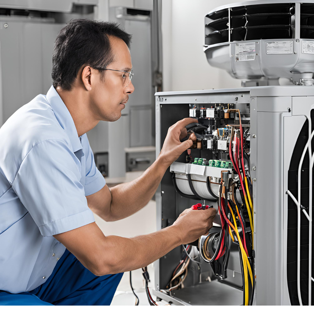 A technician repairing an AC unit | AC repair services