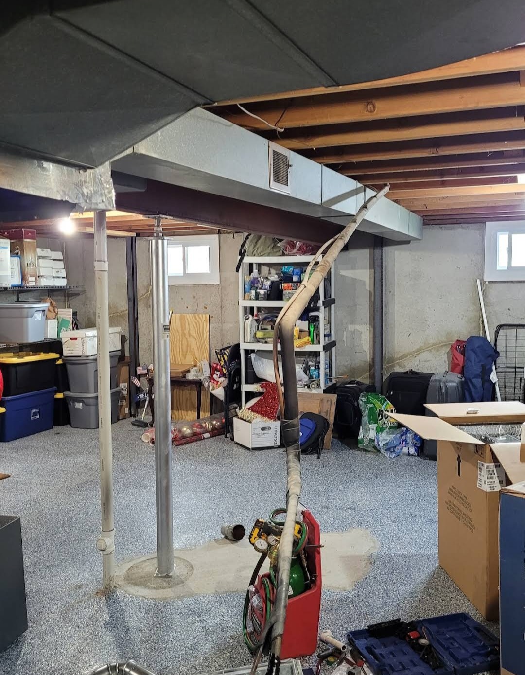 setting up ductwork for install inside house in liberty, mo